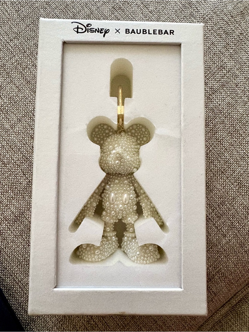 Pearlized Mickey Keychain - Cream